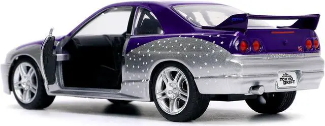 Alt view image 8 of 11 - 1995 Nissan Skyline GT-R (BCNR33) Purple and Silver Metallic "Fast & Furious" Series 1/32 Diecast Model Car by Jada