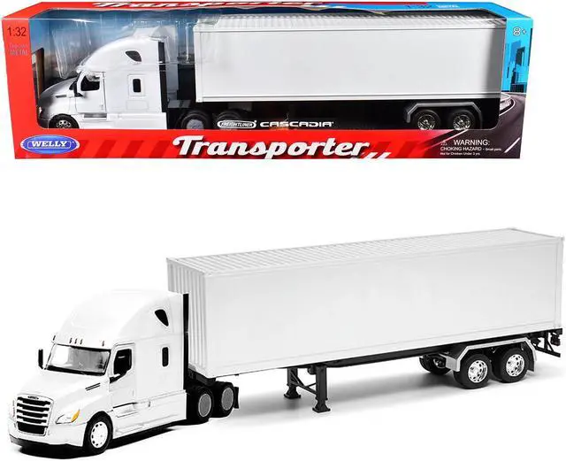 Alt view image 2 of 3 - Freightliner Cascadia Truck White with White Container "Transporter" Series 1/32 Diecast Model by Welly