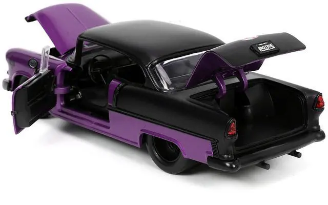 Alt view image 8 of 11 - 1955 Chevrolet Bel Air #24 Purple Metallic and Matt Black "Bigtime Muscle" Series 1/24 Diecast Model Car by Jada