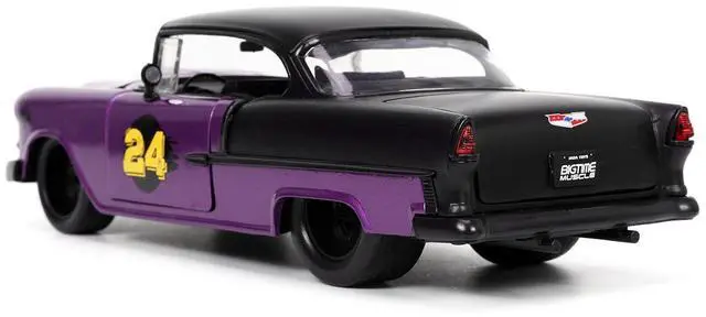 Alt view image 7 of 11 - 1955 Chevrolet Bel Air #24 Purple Metallic and Matt Black "Bigtime Muscle" Series 1/24 Diecast Model Car by Jada