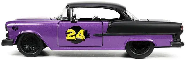 Alt view image 10 of 11 - 1955 Chevrolet Bel Air #24 Purple Metallic and Matt Black "Bigtime Muscle" Series 1/24 Diecast Model Car by Jada