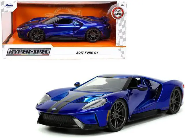 Alt view image 6 of 6 - 2017 Ford GT Candy Blue with Gray Stripes "Hyper-Spec" Series 1/24 Diecast Model Car by Jada
