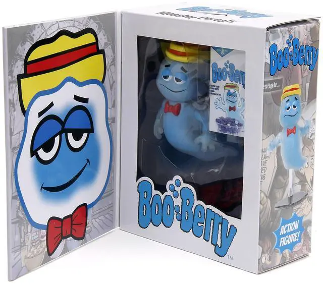 Alt view image 9 of 9 - Boo Berry 3.5" Moveable Glow-in-the-Dark Figure with Stand and Cereal Box "Monster Cereals" 1/12 Scale Model by Jada