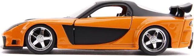 Alt view image 10 of 11 - Han's Mazda RX-7 Orange Met. & Matt Black & Toyota GR Supra Orange Met. w/Black Hood Set of 2 pcs 1/32 Diecast Model Cars Jada
