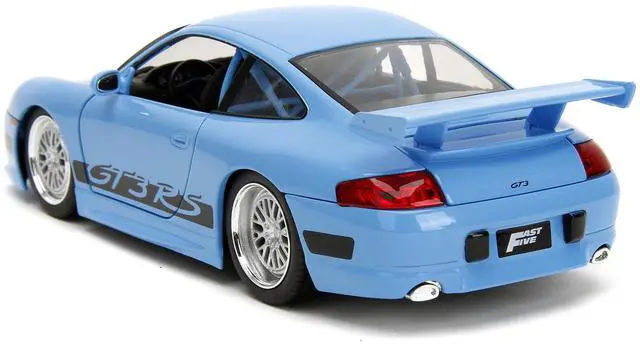 Alt view image 7 of 11 - Porsche 911 GT3 RS Light Blue with Black Accents "Fast & Furious" Movie 1/24 Diecast Model Car by Jada