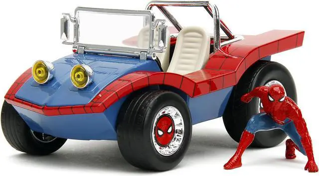 Alt view image 9 of 12 - Dune Buggy Red and Blue with Graphics and Spider-Man Diecast Figure "Marvel Spider-Man" 1/24 Diecast Model Car by Jada
