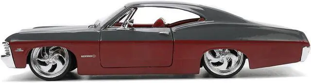 Alt view image 13 of 16 - 1967 Chevrolet Impala SS Gray and Burgundy with Burgundy Interior "Bigtime Muscle" Series 1/24 Diecast Model Car by Jada