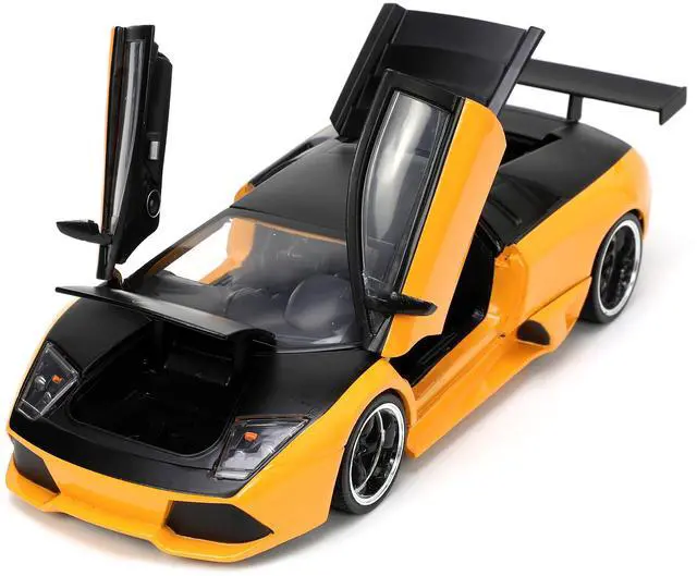 Alt view image 15 of 16 - Lamborghini Murcielago LP 640 Yellow Metallic and Matt Black "Hyper-Spec" Series 1/24 Diecast Model Car by Jada