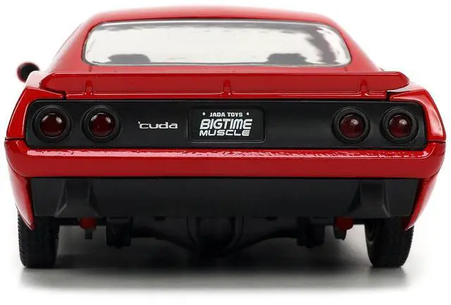Alt view image 14 of 16 - 1973 Plymouth Barracuda Red with Black Stripes "Bigtime Muscle" Series 1/24 Diecast Model Car by Jada