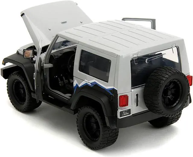 Alt view image 8 of 11 - 2007 Jeep Wrangler Gray and Black with Blue and White Stripes w/ Extra Wheels "Just Trucks" 1/24 Diecast Model Car by Jada