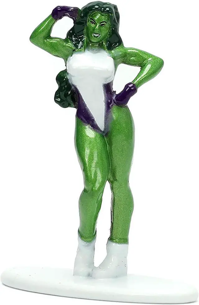 Alt view image 7 of 11 - 1973 Plymouth Barracuda Green Metallic and White & She-Hulk Diecast Figure "The Savage She-Hulk" 1/32 Diecast Model Car by Jada