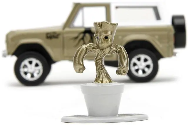 Alt view image 7 of 11 - 1973 Ford Bronco Gold Met. w/White Top & Groot Figure "Guardians of the Galaxy" "Marvel" Series 1/32 Diecast Model Car by Jada