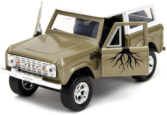 Alt view image 9 of 11 - 1973 Ford Bronco Gold Met. w/White Top & Groot Figure "Guardians of the Galaxy" "Marvel" Series 1/32 Diecast Model Car by Jada