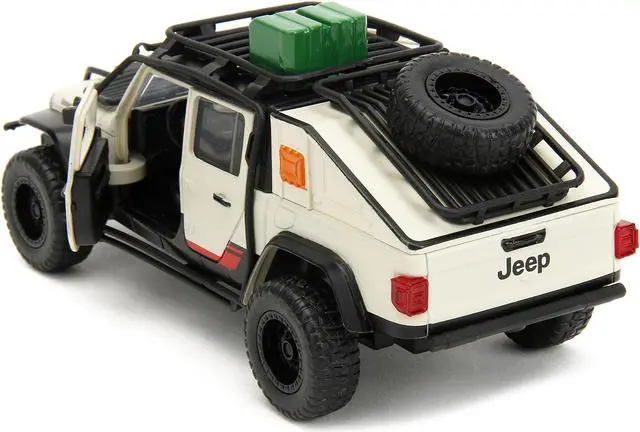 Alt view image 9 of 11 - Jeep Gladiator Truck w/Equipment Shell Beige w/Graphics "Jurassic World Dominion" (2022) Movie 1/32 Diecast Model Car by Jada
