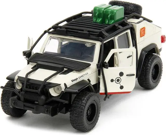 Alt view image 10 of 11 - Jeep Gladiator Truck w/Equipment Shell Beige w/Graphics "Jurassic World Dominion" (2022) Movie 1/32 Diecast Model Car by Jada