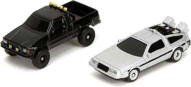 Alt view image 7 of 11 - Hill Valley Courthouse Diorama with Black Pickup Truck and Delorean "Back to the Future" (1985) Movie "Nano Scene" Model by Jada