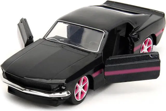 Alt view image 10 of 11 - 1969 Ford Mustang Black Metallic with Pink Stripes and Wheels "Pink Slips" Series 1/32 Diecast Model Car by Jada