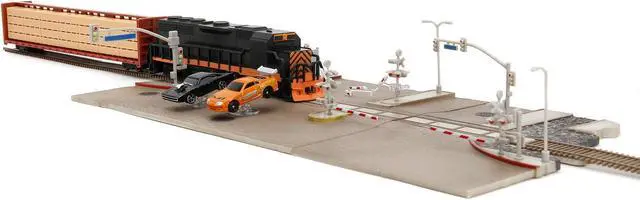 Alt view image 8 of 11 - "Fast & Furious" Final Race Diorama with Toyota Supra Orange and Dodge Charger Black "Nano Scene" Series model by Jada