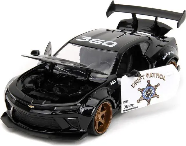 Alt view image 9 of 11 - 2016 Chevrolet Camaro Widebody Black and White "Drift Patrol" "Wide Body" Series 1/24 Diecast Model Car by Jada