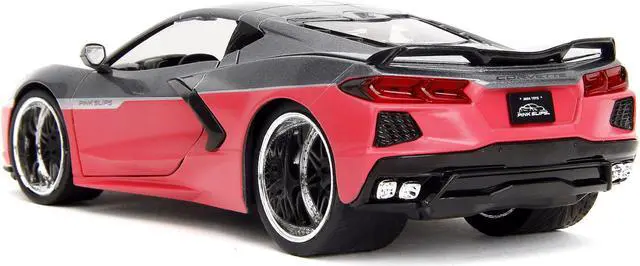 Alt view image 7 of 11 - 2020 Chevrolet Corvette Gray Metallic and Pink "Pink Slips" Series 1/24 Diecast Model Car by Jada