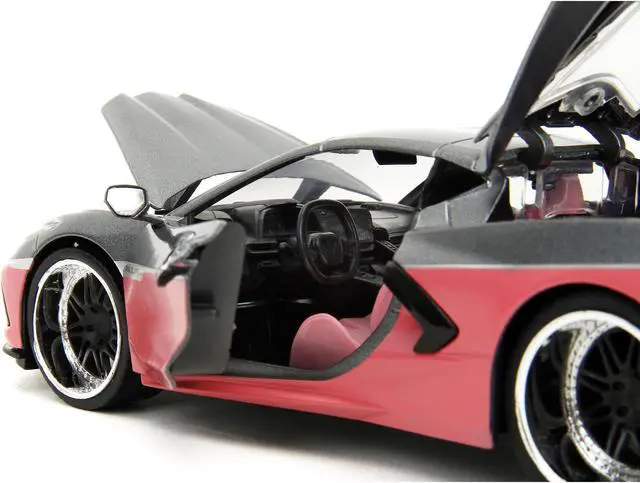 Alt view image 10 of 11 - 2020 Chevrolet Corvette Gray Metallic and Pink "Pink Slips" Series 1/24 Diecast Model Car by Jada