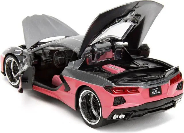 Alt view image 11 of 11 - 2020 Chevrolet Corvette Gray Metallic and Pink "Pink Slips" Series 1/24 Diecast Model Car by Jada