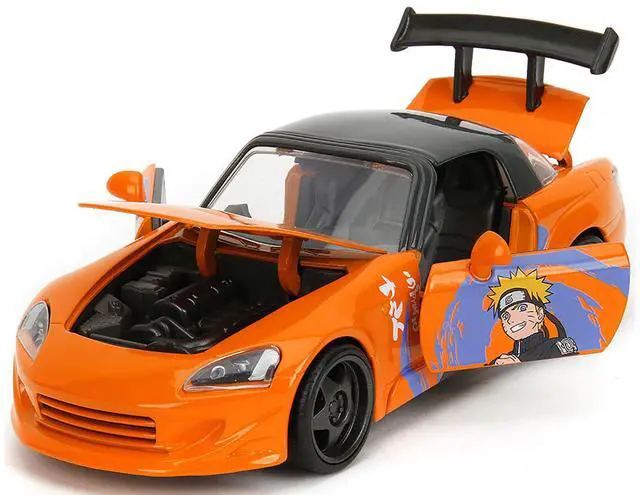 Alt view image 8 of 11 - 2001 Honda S2000 Orange w/Gray Top and Graphics & Figure "Naruto Shippuden" (2009-2017) TV Series 1/24 Diecast Model Car by Jada