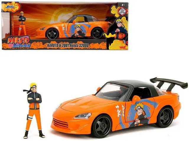 Alt view image 11 of 11 - 2001 Honda S2000 Orange w/Gray Top and Graphics & Figure "Naruto Shippuden" (2009-2017) TV Series 1/24 Diecast Model Car by Jada
