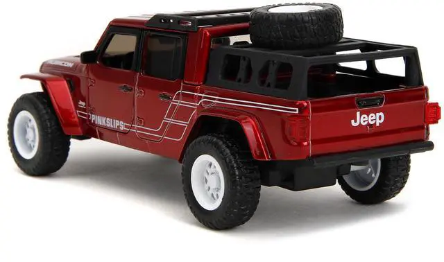 Alt view image 9 of 11 - 2020 Jeep Gladiator Pickup Truck Candy Red "Pink Slips" Series 1/32 Diecast Model Car by Jada