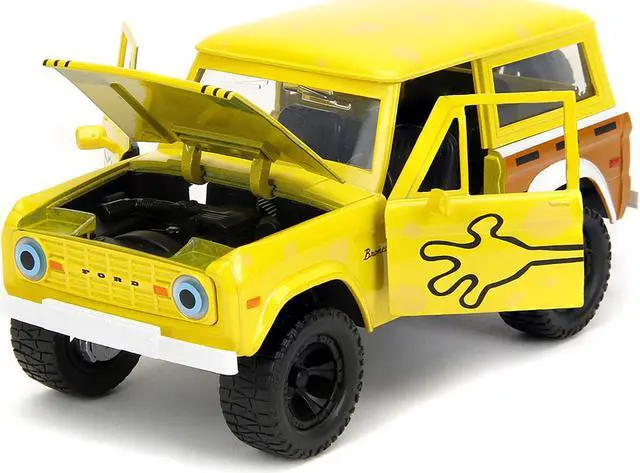 Alt view image 8 of 11 - 1973 Ford Bronco Yellow with Graphics & Diecast Figure "SpongeBob SquarePants" (1999Current) TV 1/24 Diecast Model Car by Jada