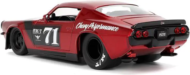 Alt view image 8 of 11 - 1971 Chevrolet Camaro #71 Red Metallic with Black Stripes "Bigtime Muscle" Series 1/24 Diecast Model Car by Jada