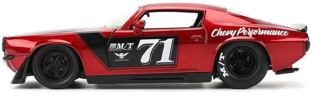 Alt view image 7 of 11 - 1971 Chevrolet Camaro #71 Red Metallic with Black Stripes "Bigtime Muscle" Series 1/24 Diecast Model Car by Jada
