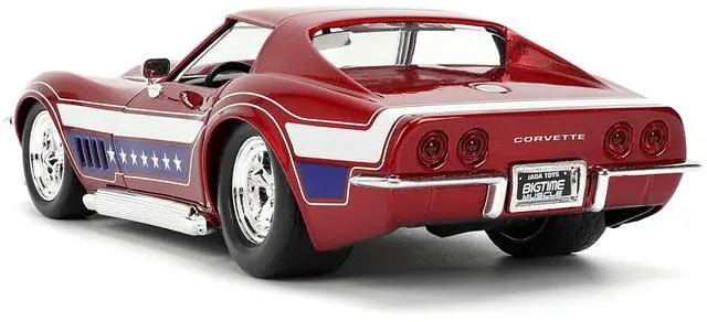 Alt view image 10 of 11 - 1969 Chevrolet Corvette Stingray ZL1 Red Metallic w/Stars and Stripes Graphics "Bigtime Muscle" 1/24 Diecast Model Car by Jada