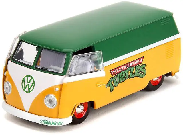Alt view image 8 of 11 - 1961 Volkswagen Bus "Teenage Mutant Ninja Turtles" Green and Yellow with White Interior 1/32 Diecast Model Car by Jada