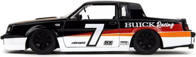 Alt view image 7 of 11 - 1987 Buick Grand National #7 "Buick Racing" Black and White with Stripes "Bigtime Muscle" Series 1/24 Diecast Model Car by Jada