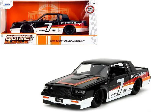Alt view image 8 of 11 - 1987 Buick Grand National #7 "Buick Racing" Black and White with Stripes "Bigtime Muscle" Series 1/24 Diecast Model Car by Jada