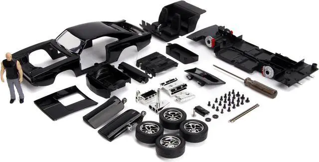 Alt view image 9 of 11 - Model Kit Dodge Charger R/T Black and Figure "Fast & Furious" Movie "Build N' Collect" Series 1/24 Diecast Model Car by Jada