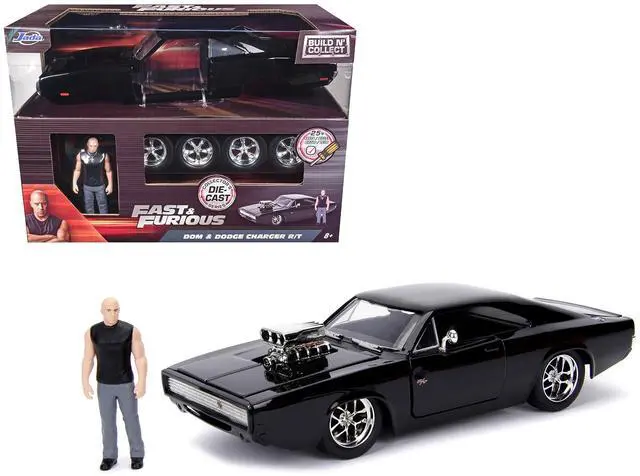 Alt view image 11 of 11 - Model Kit Dodge Charger R/T Black and Figure "Fast & Furious" Movie "Build N' Collect" Series 1/24 Diecast Model Car by Jada