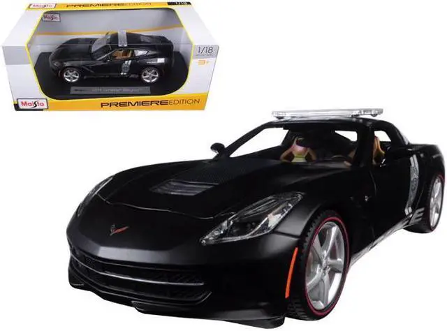 Alt view image 2 of 2 - 2014 Chevrolet Corvette C7 Stingray Police Matt Black 1/18 Diecast Model Car by Maisto