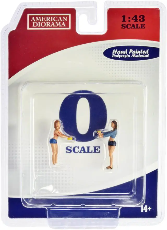 Alt view image 5 of 6 - "Car Wash Girls" Set 2 Jessica and Jennifer 2 Piece Figure Set for 1/43 Scale Models by American Diorama