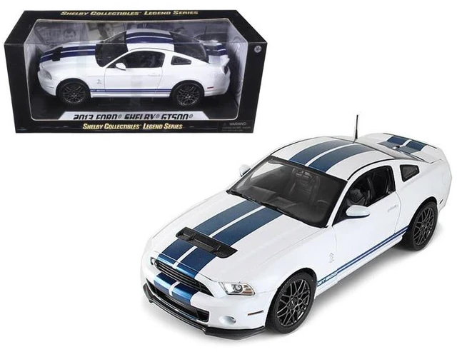 Alt view image 5 of 5 - 2013 Ford Shelby Cobra GT500 SVT White with Blue Stripes 1/18 Diecast Car Model by Shelby Collectibles