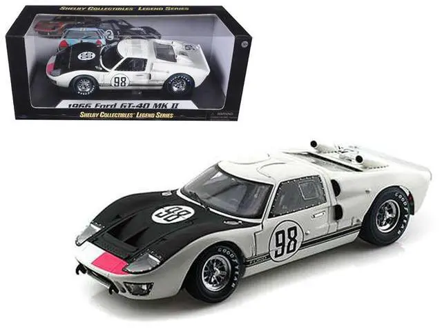 Alt view image 7 of 7 - 1966 Ford GT-40 MK 2 #98 White 1/18 Diecast Car Model by Shelby Collectibles