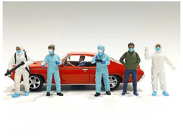 Alt view image 5 of 5 - Hazmat Crew 6 piece Figurine Set for 1/24 Scale Models by American Diorama
