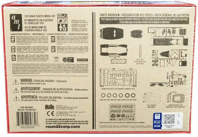 Alt view image 8 of 10 - Skill 3 Model Kit 1940 Ford Coupe "Coca-Cola" 1/25 Scale Model by AMT