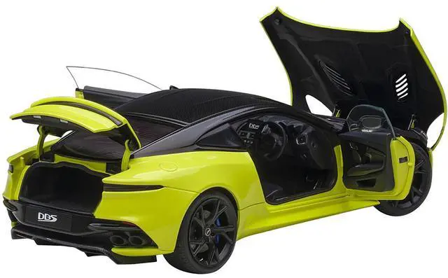Alt view image 11 of 11 - Aston Martin DBS Superleggera RHD (Right Hand Drive) Lime Essence Green Metallic with Carbon Top and Carbon Accents 1/18 Model Car by Autoart