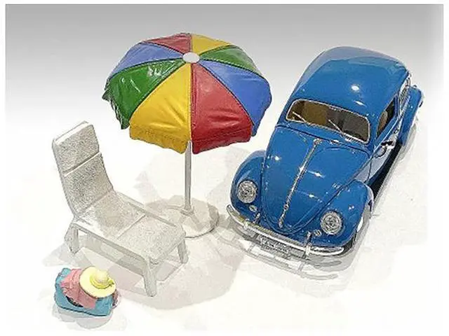 Alt view image 9 of 9 - "Beach Girls" Accessories (Beach Chair and Beach Umbrella and Duffle Bag) for 1/24 Scale Models by American Diorama