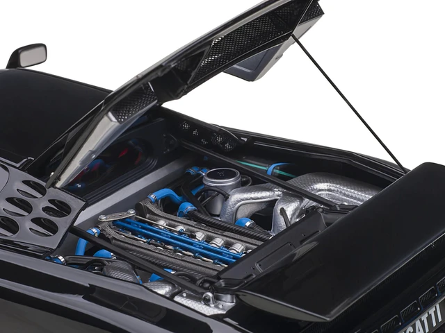 Alt view image 6 of 7 - Bugatti EB110 SS Super Sport Nero Vernice Black with Red Interior and Silver Wheels 1/18 Model Car by Autoart