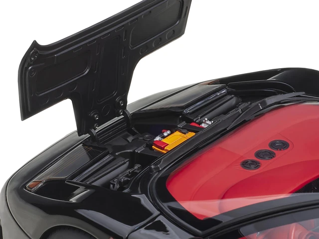 Alt view image 7 of 7 - Bugatti EB110 SS Super Sport Nero Vernice Black with Red Interior and Silver Wheels 1/18 Model Car by Autoart