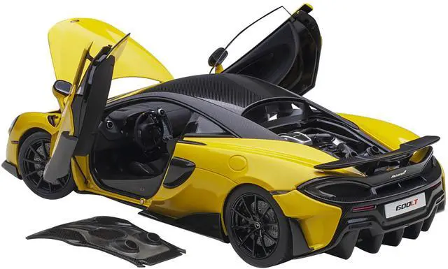 Alt view image 12 of 14 - Mclaren 600LT Sicilian Yellow and Carbon 1/18 Model Car by Autoart