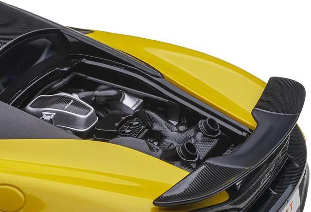 Alt view image 13 of 14 - Mclaren 600LT Sicilian Yellow and Carbon 1/18 Model Car by Autoart
